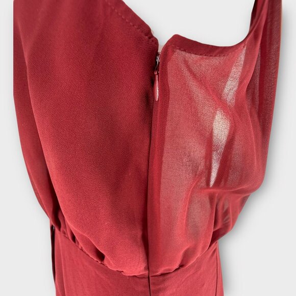 Keepsake The Label Curious Sheer Cocktail Dress Halter Red Sleeveless Wrap XL - Picture 10 of 15